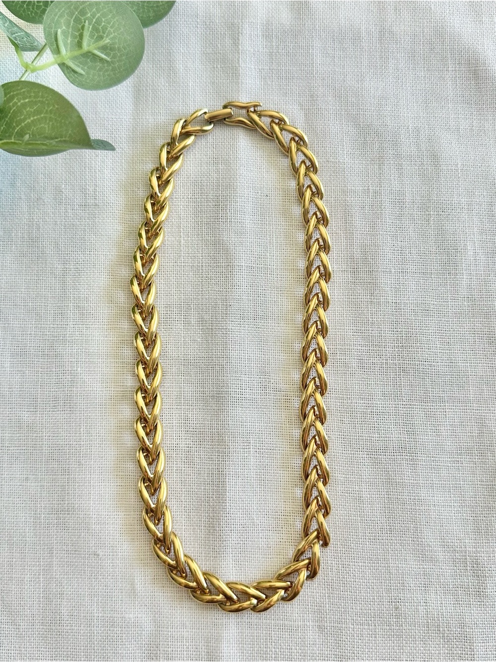 Vintage Napier gold-toned chunky braided chain necklace